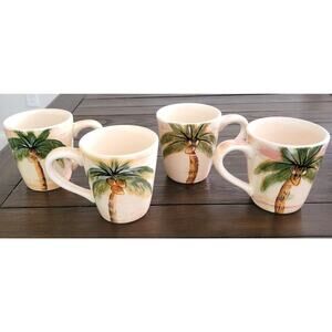 Cofee Mug Tabletops Gallery Bahamas Hand Painted Hand Crafted Set of 4 Mugs